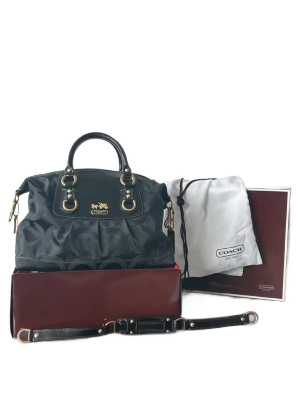 Coach Black Signature Logo Satchel NWT